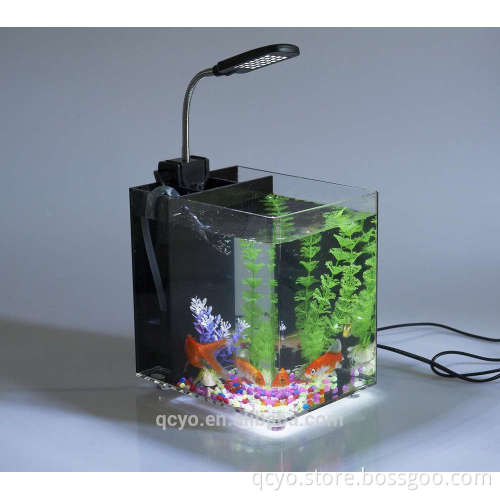 2015 new design Acrylic clear electric fish tankof mini size with LED light